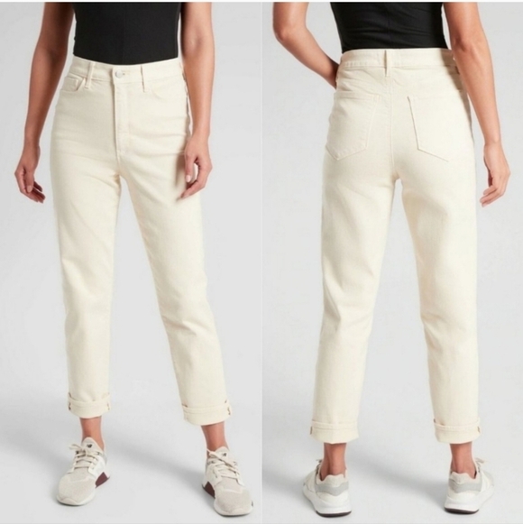 ATHLETA Flex Straight Ankle Jean In Bone. Size 4 - Picture 3 of 12